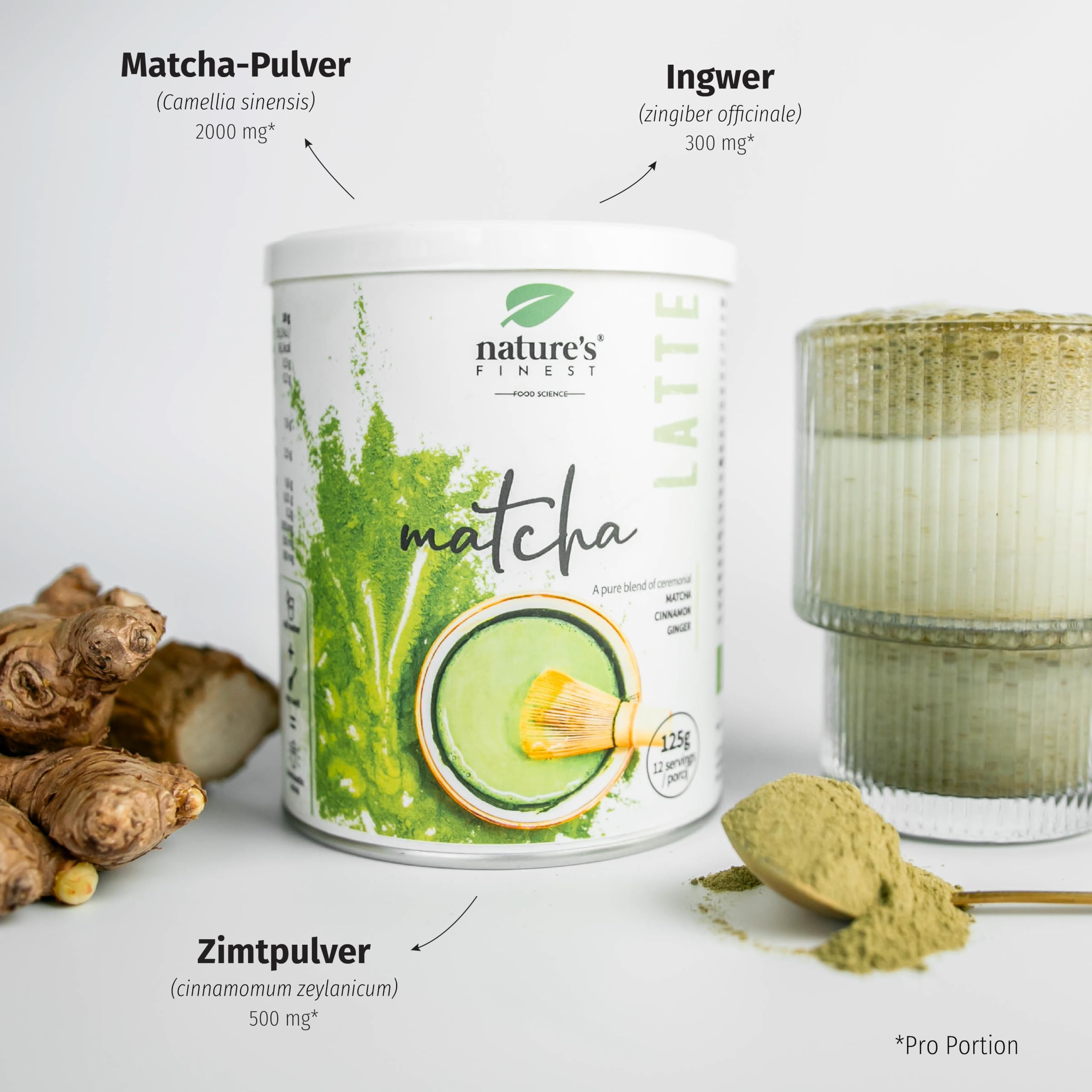 Nature's Finest Bio Matcha Chai Latte, Getränkepulver 375 g (3er Pack) | Matcha-Grüntee (20 %) mit Zimt, Ingwer & Kokosblütenzucker auf Reisdrink-Basis - bio, vegan, cremig aufgeschäumt