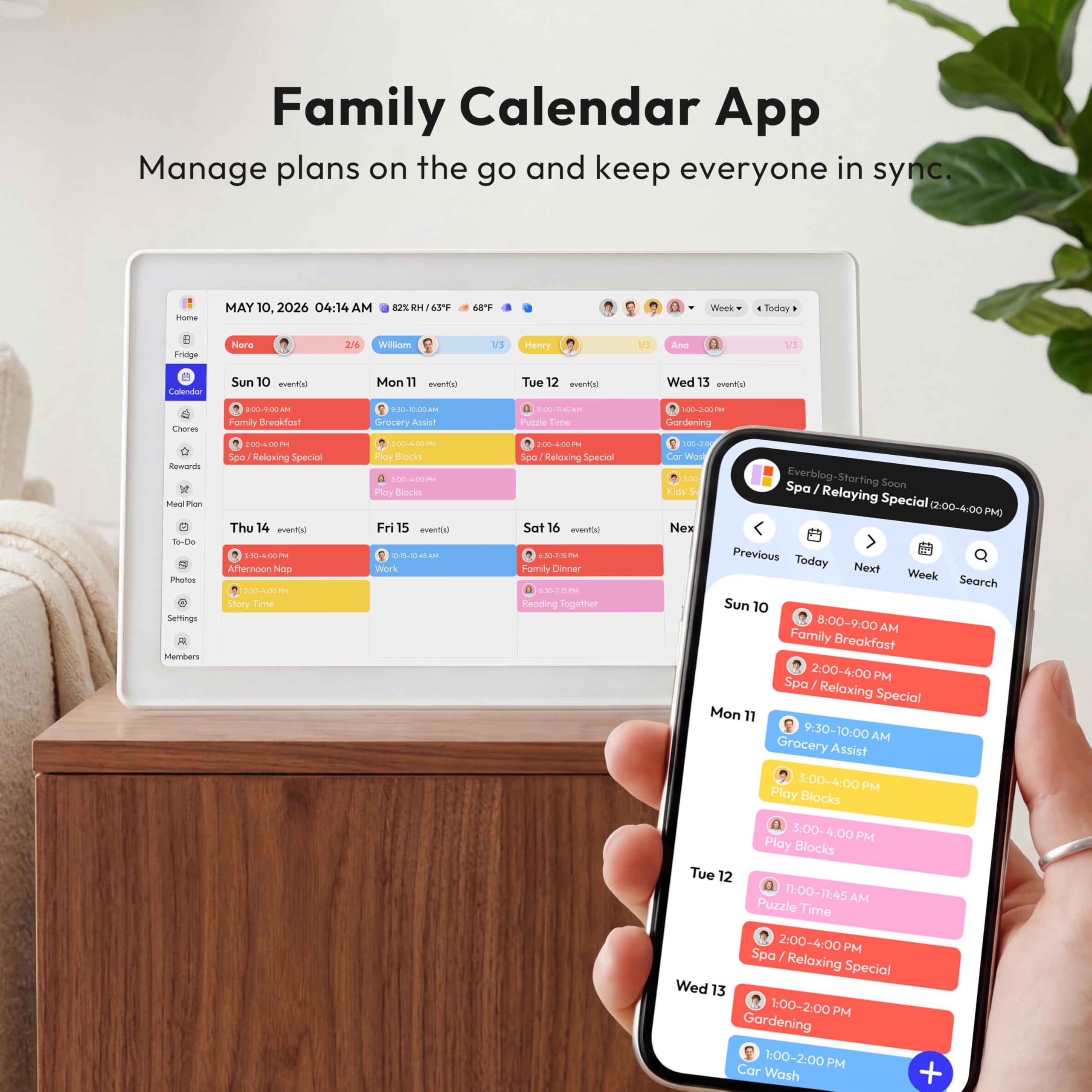 Everblog Digitaler Kalender und Aufgabendiagramm, 54,8 cm (21,5 Zoll), intelligentes interaktives Display für Familienpläne, 1920 x 1080P Full HD Touchscreen elektronischer WiFi-Planer, Wand- und