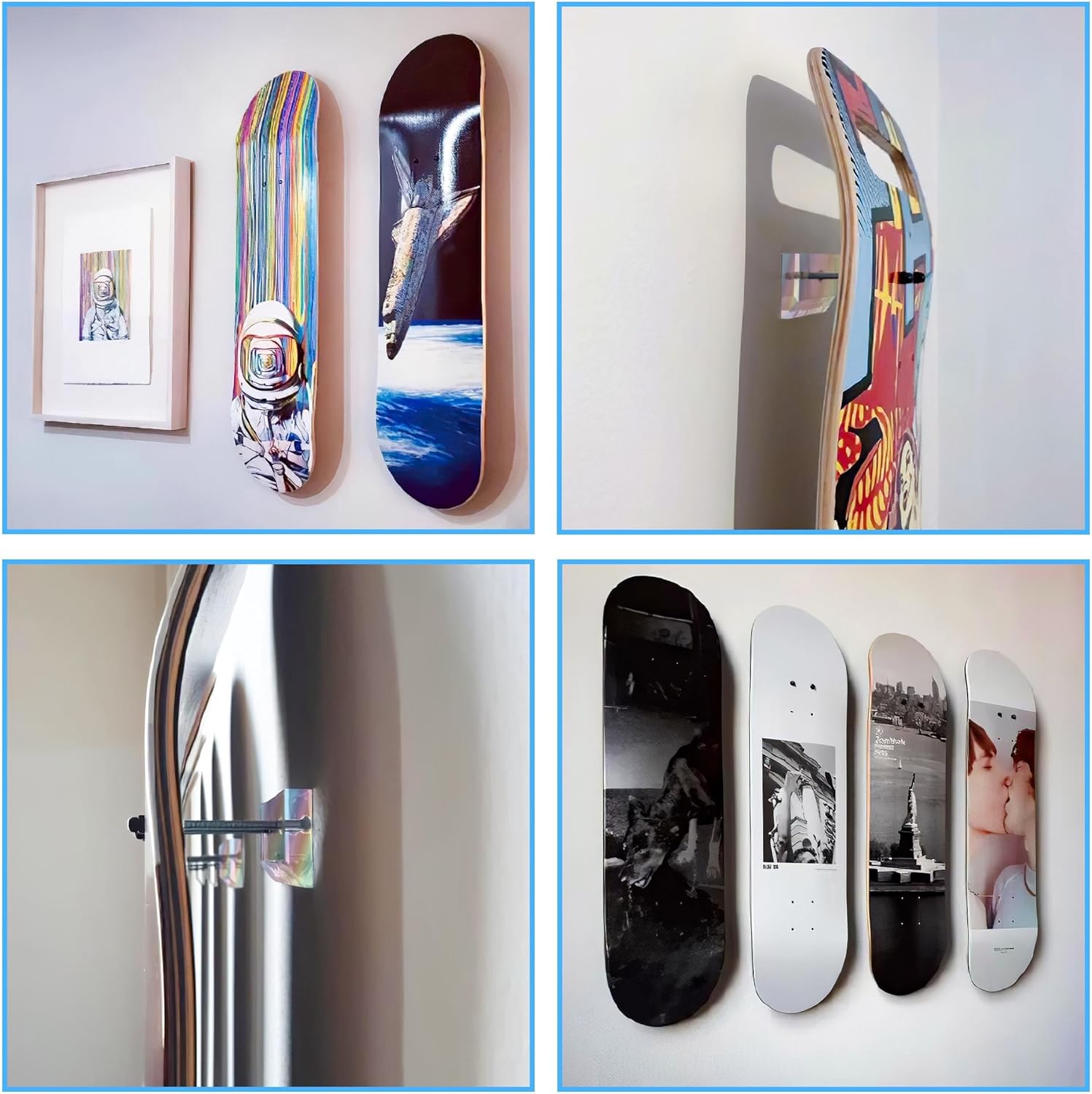 2 Pack Skateboard Wall Mount with Installation Screws Skateboard Display Mount Skateboard Hanger for Safely Store and Display Your skis Snowboards Scooters longboards and More image 2 of 7 B0DHRV5S22