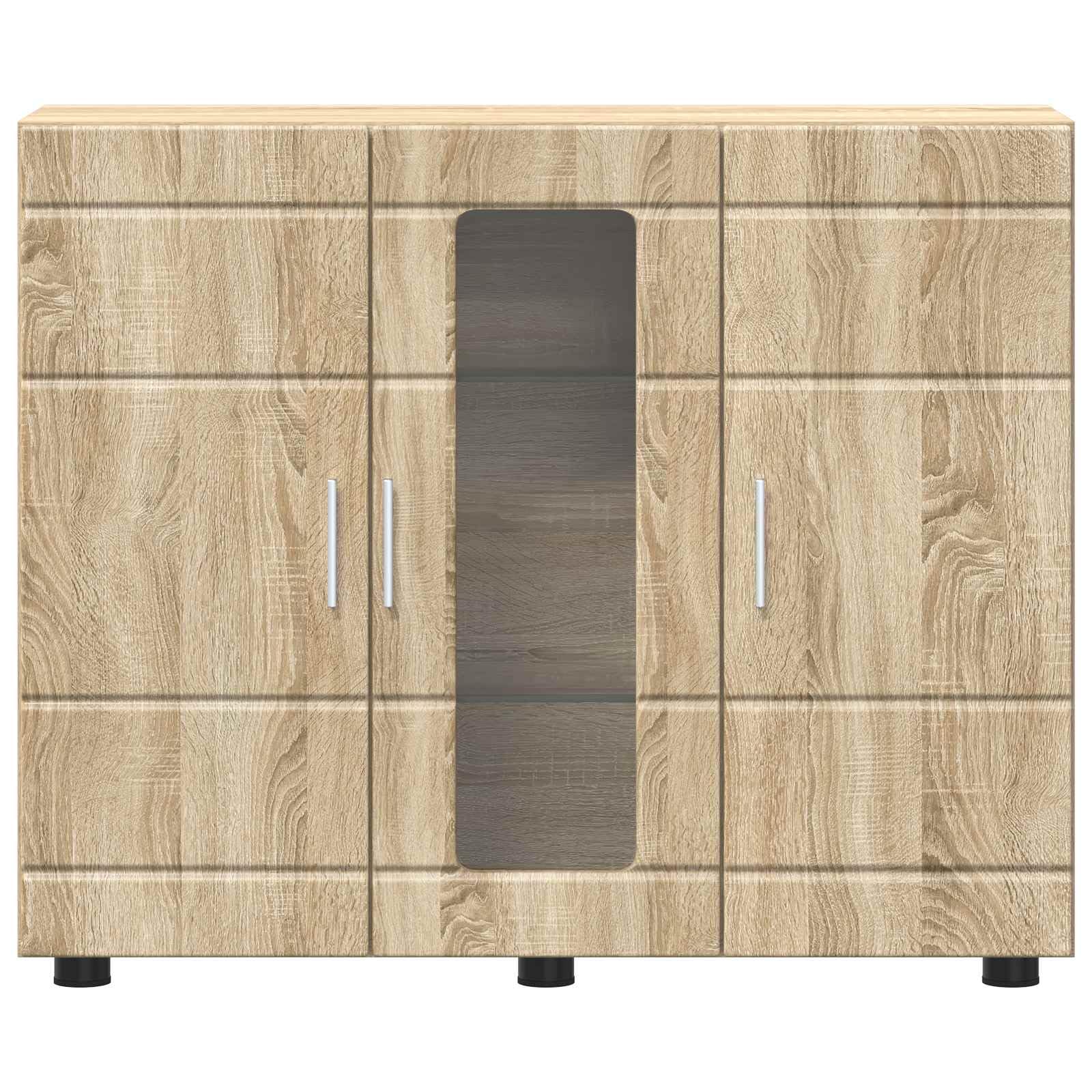 Szafka drewniana dąb Sonoma matowy materiał drewnopochodny 88,5 x 30,5 x 73 cm kredens miejsce do przechowywania do salonu, biura domowego, sypialni, wnętrz