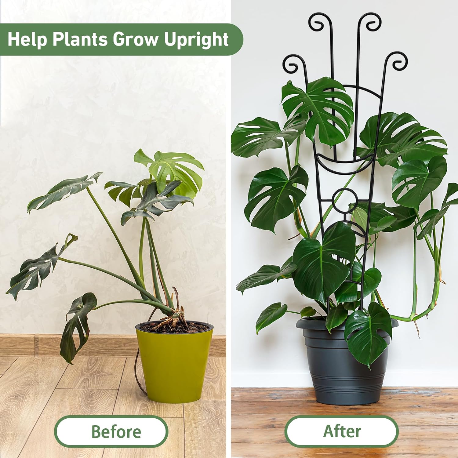 32.6in Plant Trellis for Climbing Plants Indoor, Expandable Large Metal Trellis for Potted Plants, Heavy-Duty Tall Pothos Plant Climber Support for Ivy Pothos Hoya Monstera, 4P