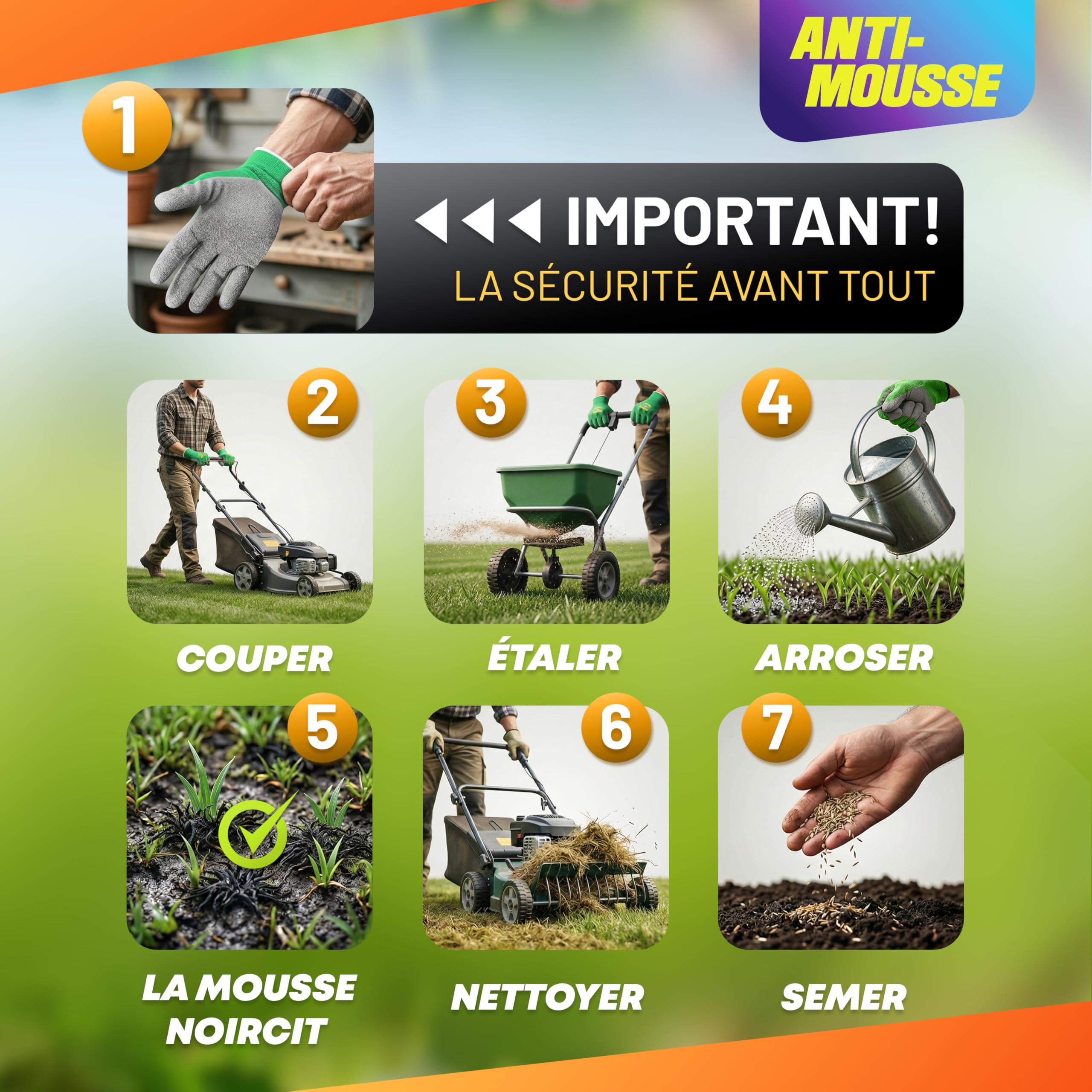 GRÜNTEK Engrais Gazon Anti-Mousse Été Automne Hiver NPK 15-5-24 – Engrais Pelouse Longue Durée 3 Mois, Protection Chaleur Sécheresse Gel – Engrais Universel Jardin Tomate Fraisier Rosier – 5 kg