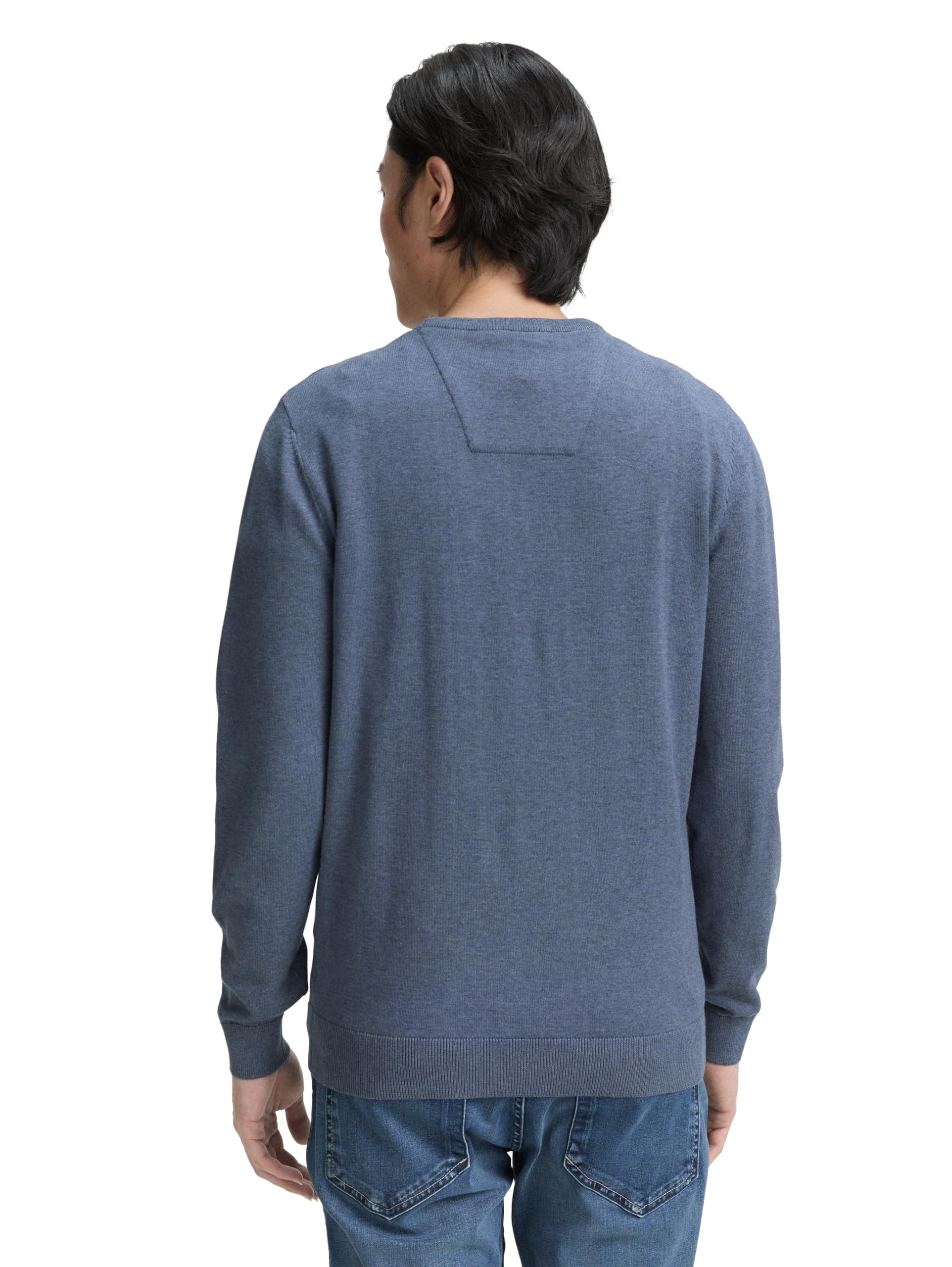 TOM TAILOR Uomini Maglione Basic Plus Size con logo ricamato