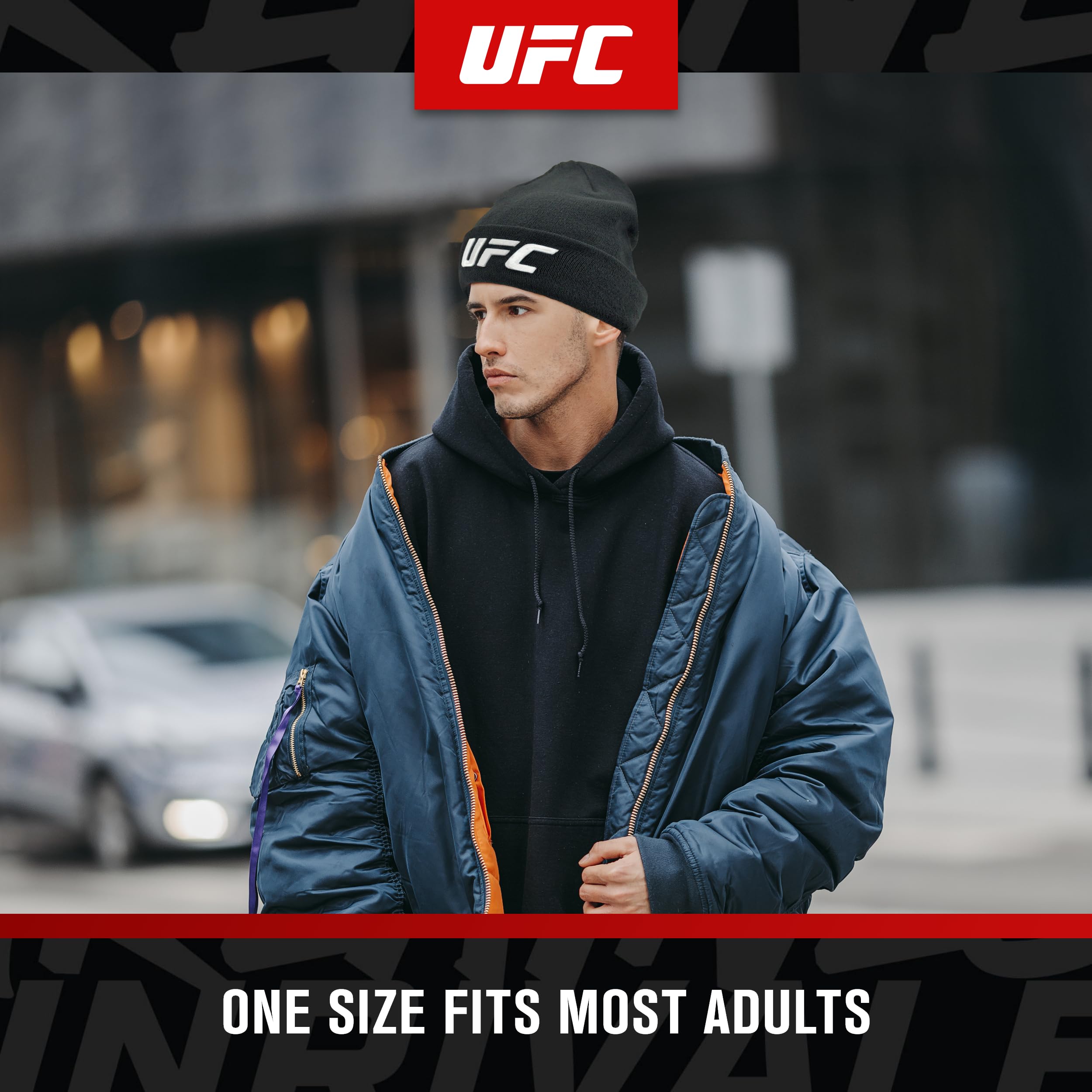 Concept One Gorro UFC, Gorro de Punto de Invierno con Puños con Logotipo - Boina Unisex Adulto