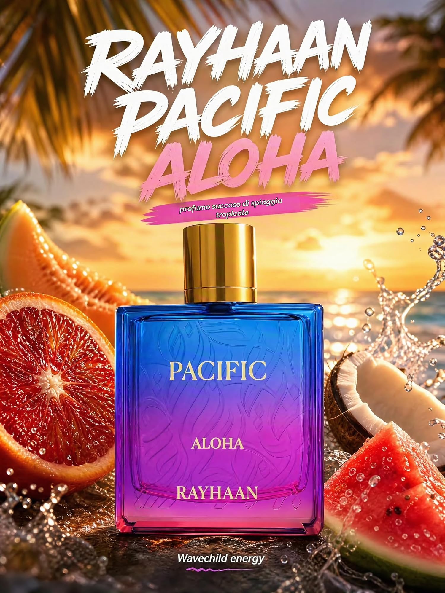 Rayhaan Pacific Aloha EDP 100 ml Unisex – Profumo arabo tropicale, fruttato e fresco di lunga durata