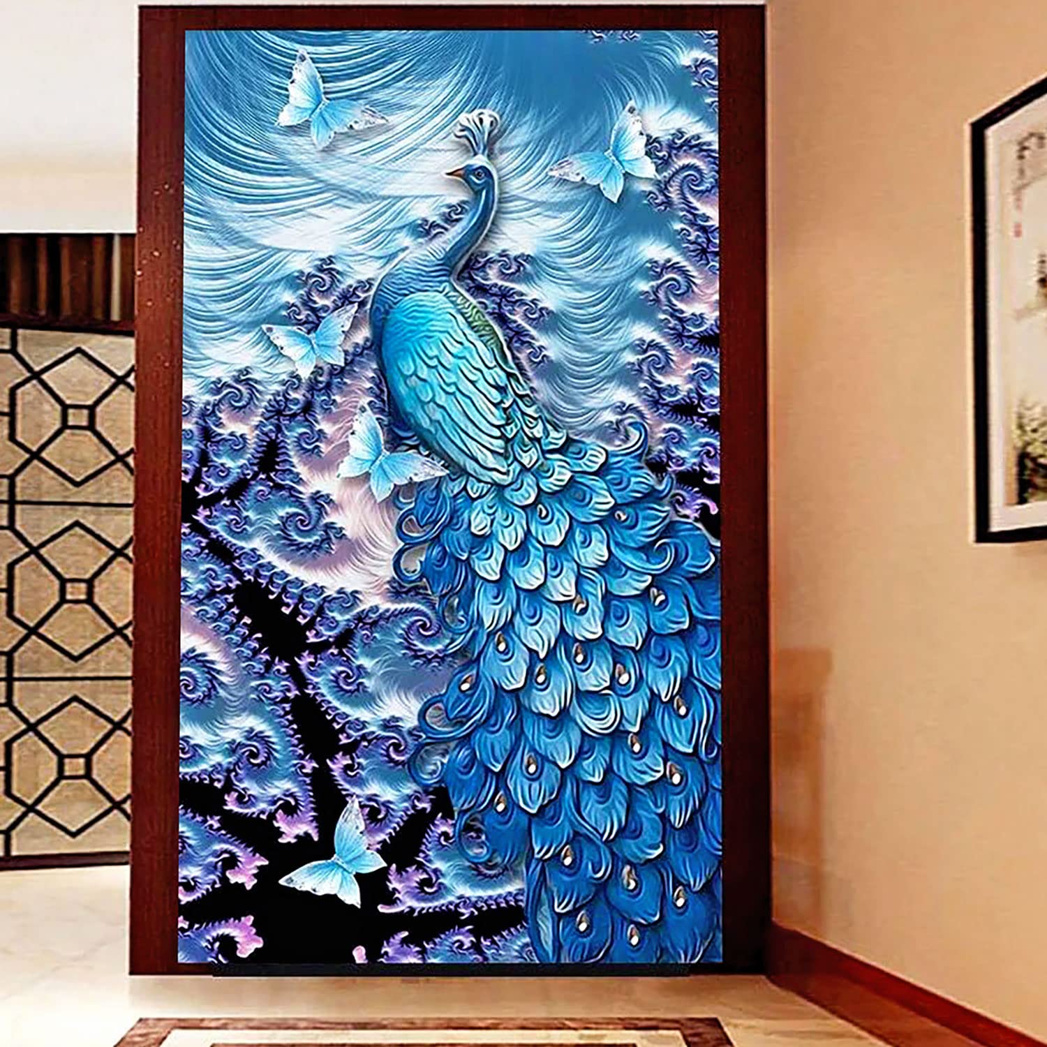 ZGmaxCL Fai da Te Diamond Painting Kit 5D Full Pavone Blu Room Decor Moderno 110x50cm