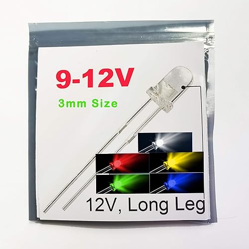 (0.118 pulgadas), 20 unidades en cada color (total 100 piezas) Color mixto 9V - 12V Gauge Cluster Instrumento Diodos emisores de luz