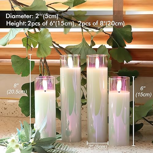 Miniatura 4 de Rhytsing Velas LED de vidrio que funcionan con pilas, velas blancas delgadas sin llama con control remoto, luz blanca cálida, 8 baterías incluidas,