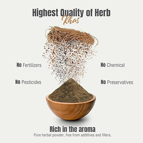 Miniatura 5 de Khas Powder - Vetiveria Zizanioides - Fuente de vitaminas, proteínas, minerales y fibra dietética - Sin OMG, orgánico, vegano - 454 GMS