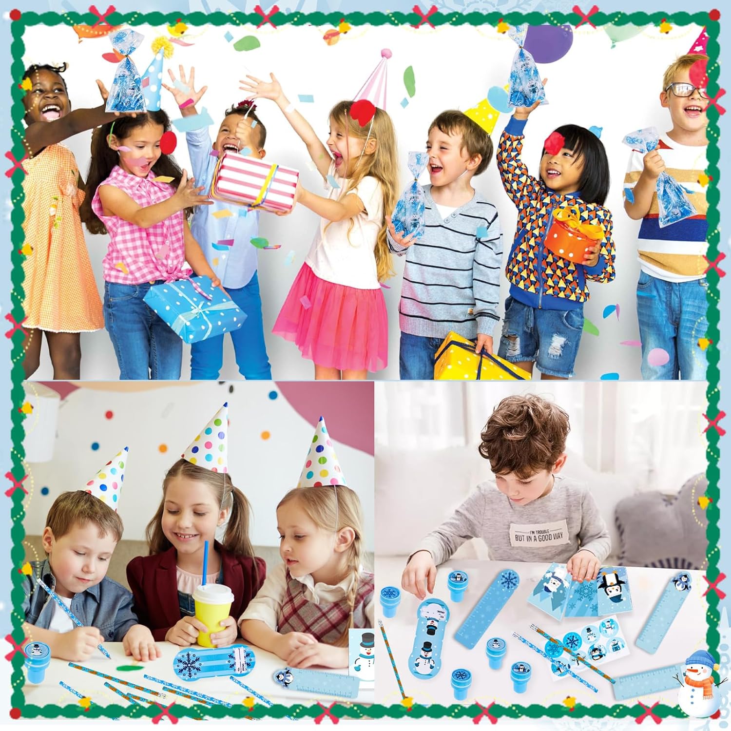 TOAPER 192PCS Winter Stationery Party Favors Bulk Winter Themed Stationery Treat Bags Birthday Supplies for Stocking Goodie Bags Stuffer Exchange School Games Prizes - Image 7