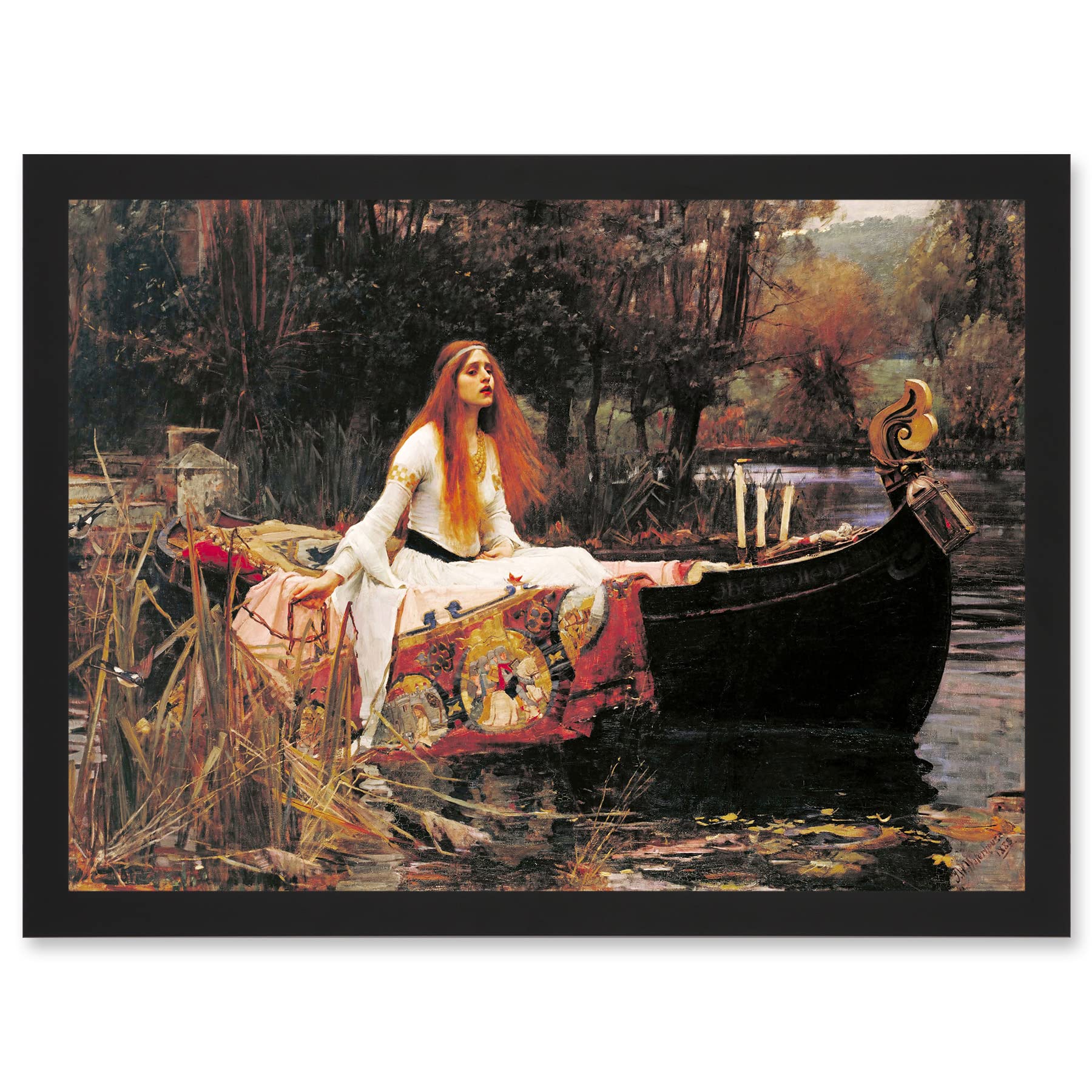 Artery8 Framed Black A3 John William Waterhouse The Lady Of Shalott Painting 1888 Artwork Framed A3 Wall Art Print