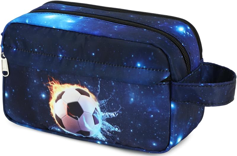 Necessaire infantil CAMTOP suspensa para viagem Soccer Blue com zíper, 1 unidade
