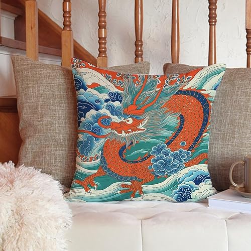 Vista 19 de ArogGeld Chinoiserie - Funda de cojín con estampado de leopardo y guepardo fucsia, con manchas de animales de vaca, color rosa oscuro, decoración