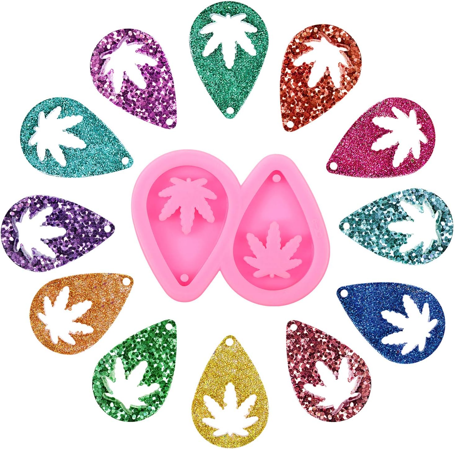 3 Piece Small Leaf Shape Earring Silicone Molds with 10 Pieces Ear Hooks Epoxy Resin Earring Molds Leaf Resin Mold Silicone Leaf Earring Mold for Women DIY Craft Resin Jewelry Pendant Supplies