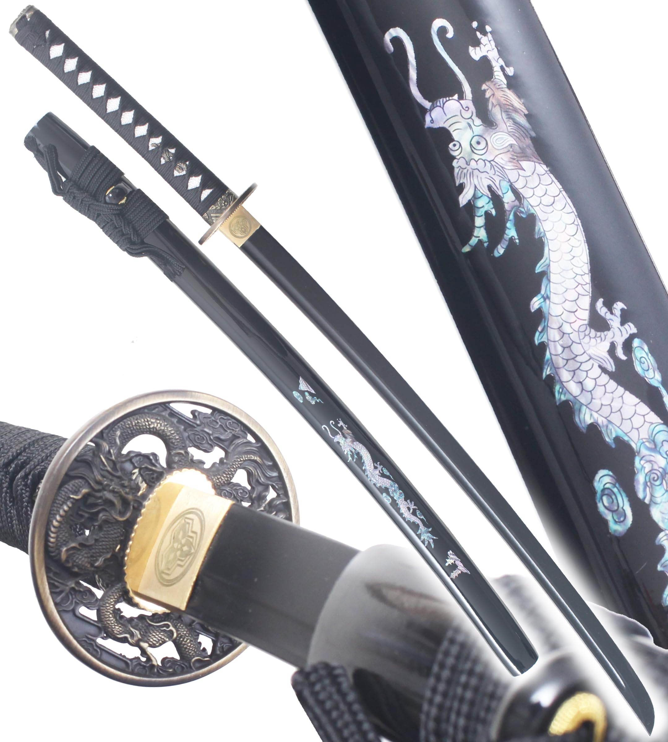 Danzan Katana en Bois Lame en Bois Katana Dragon Noir Epee Sabre Katana Japonais - Lame Bois Noire