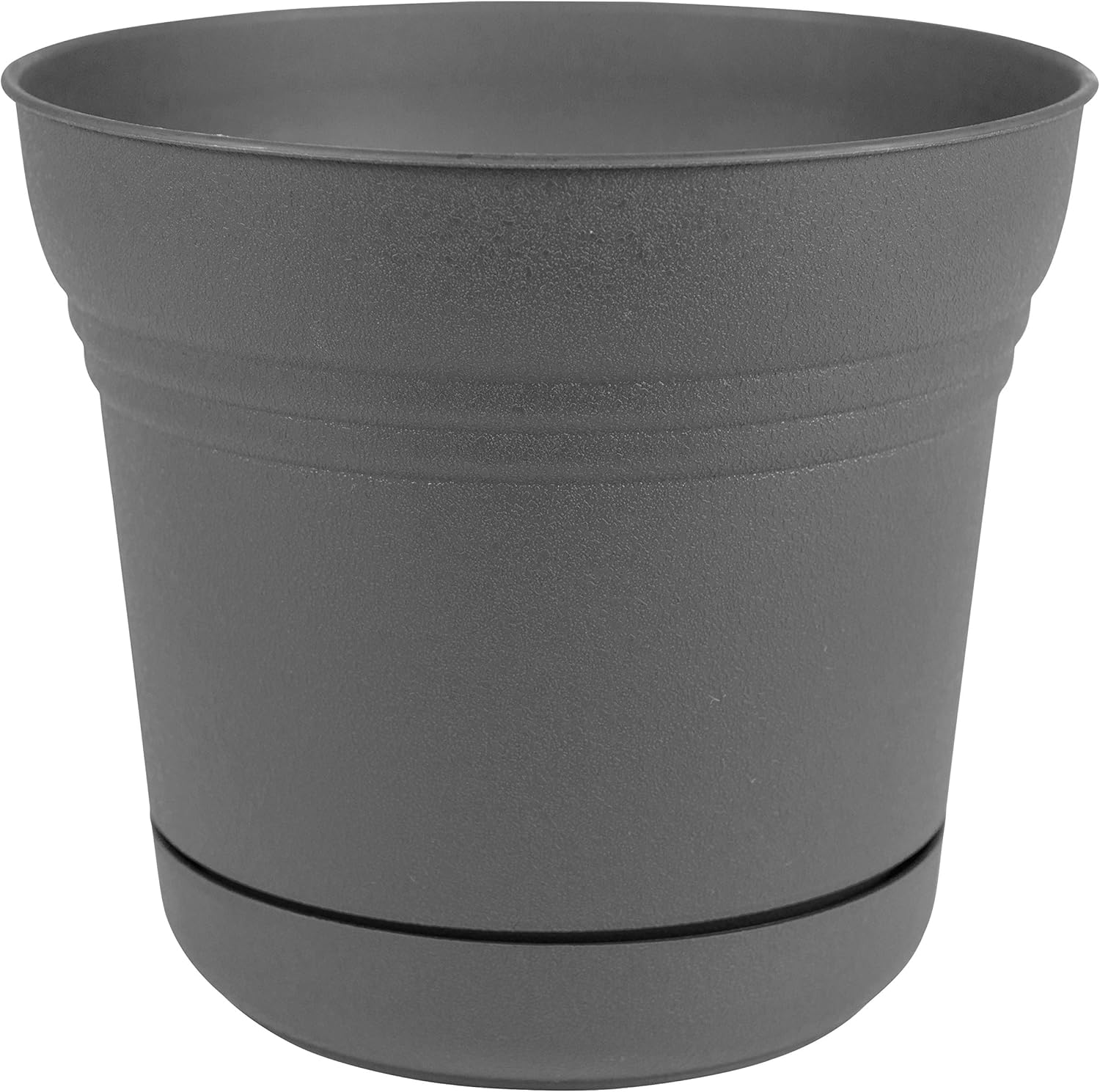 Bloem SP07908 Saturn Planter w/Saucer 7 Charcoal, 7