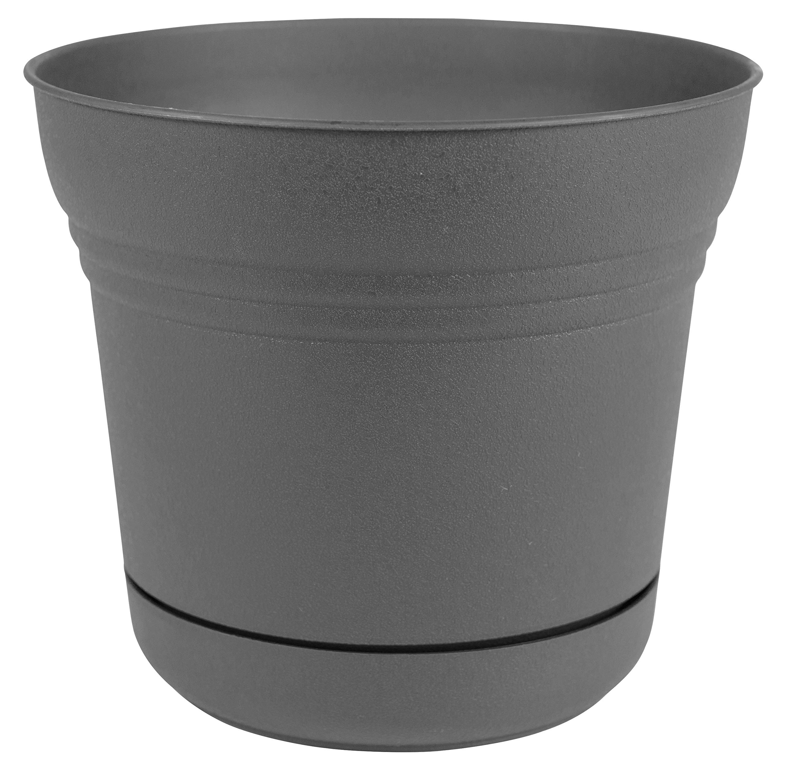 Bloem SP10908 Saturn Planter w/Saucer 10" Charcoal