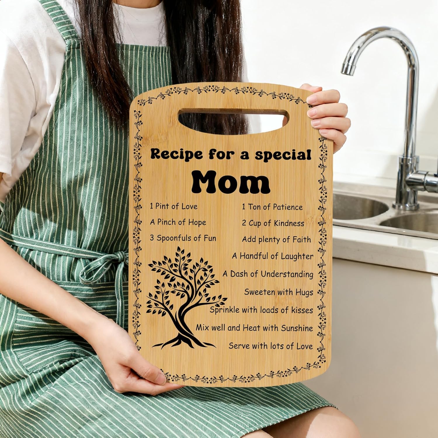 Mom Cutting Board Christmas Gifts from Daughter Son Bamboo Wood Gift Stocking Stuffers Housewarming Unique Mothers Day Valentines Day Birthday Gifts for Bonus Mom Stepmom Mother Mama - Image 5