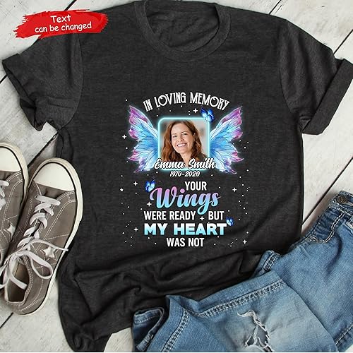 Miniatura 3 de in Loving Memory Family Loss - Camiseta de regalo conmemorativa personalizada para carga de fotos, camiseta R.I.P., Rest in Peace, camiseta con