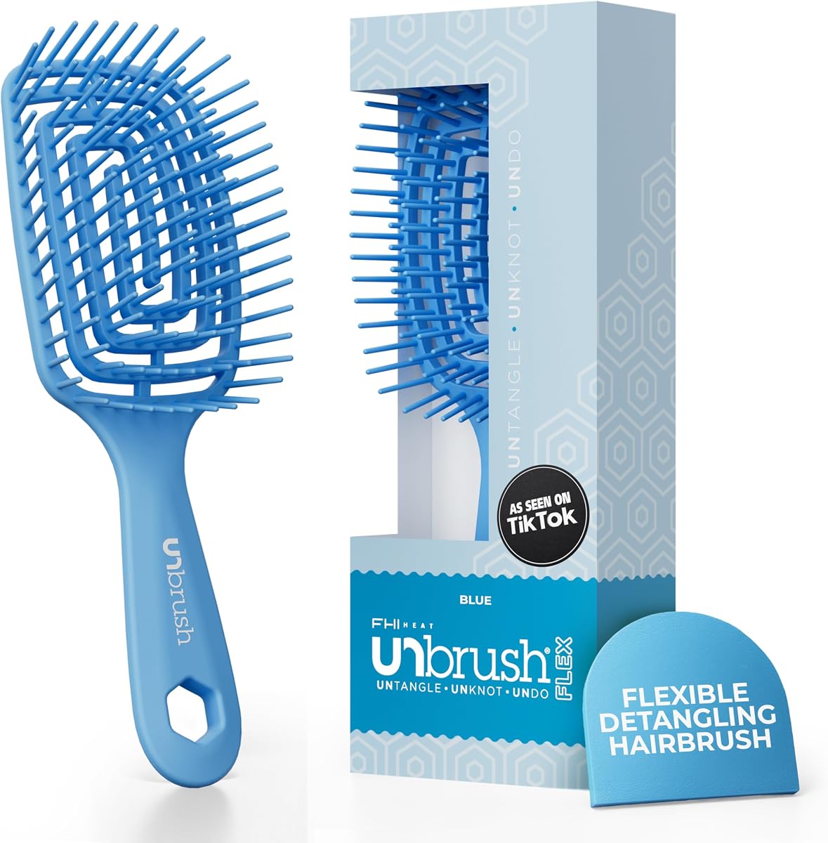 Cepillo desenredante FHI Heat Unbrush Flex - Cepillo ultra flexible | Cerdas antiestáticas DuoFlex para eliminar enredos, masajear el cuero cabelludo y un peinado más rápido - Cepillo desenredante sin dolor