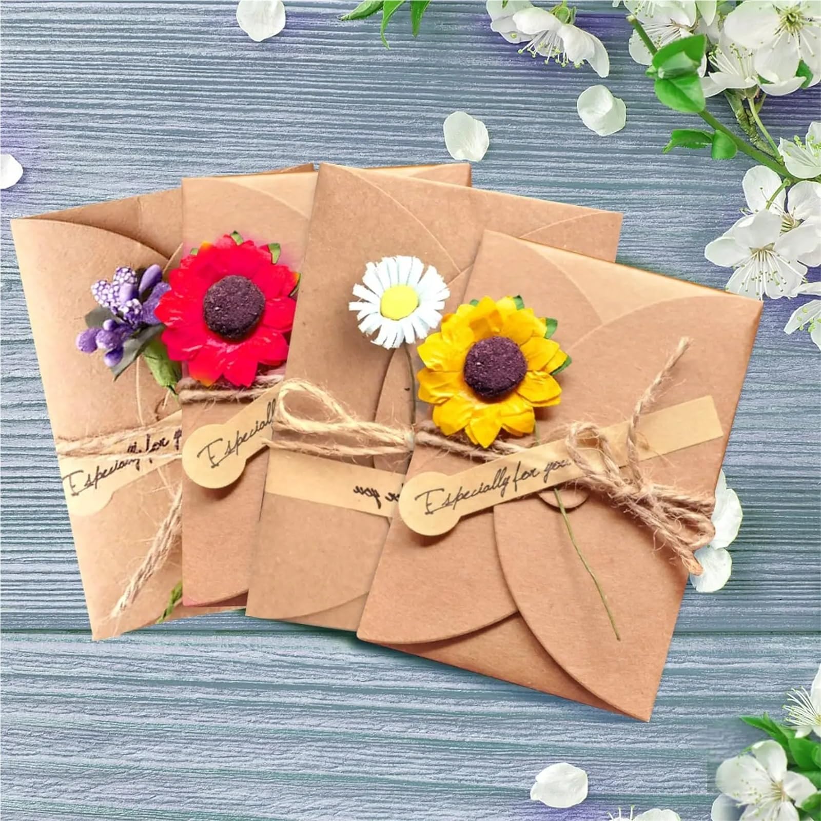 Blanko-Geschenkkarten und 40 Umschläge mit Herzverschluss, Vintage-Notiz-Set, Grußkarten für Hochzeit, Party, Einladung, 130 Stück