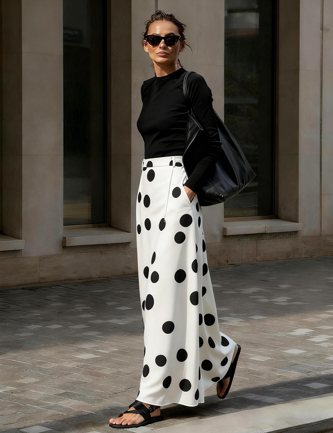 Women's Long Maxi Skirt Elegant High Waist H Line Long Straight Maxi Skirts for Women Casual Floor Pencil Skirt with Pockets - Image 2