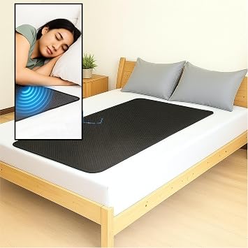 Grounding Mat for Bed Earthing Mat Grounding Pad PU Leather Conductive Sleep Pad with Breathable Surface, Surge-Resistant Cord Anti-Slip, Easy Setup, Sleep Support Mat Kit
