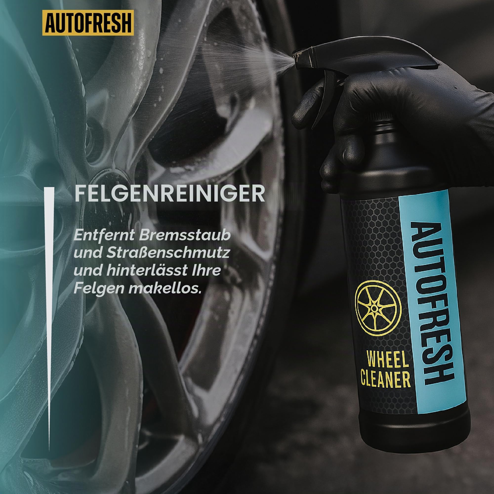 Autopflegeset 9-teilig - Auto Reinigungsset für Innen & Außen - Inkl. Felgenreiniger, Shampoo, Polsterreiniger, Cockpitspray, Reifenglanz, Schwamm & Eimer - Großes KFZ Pflege Set