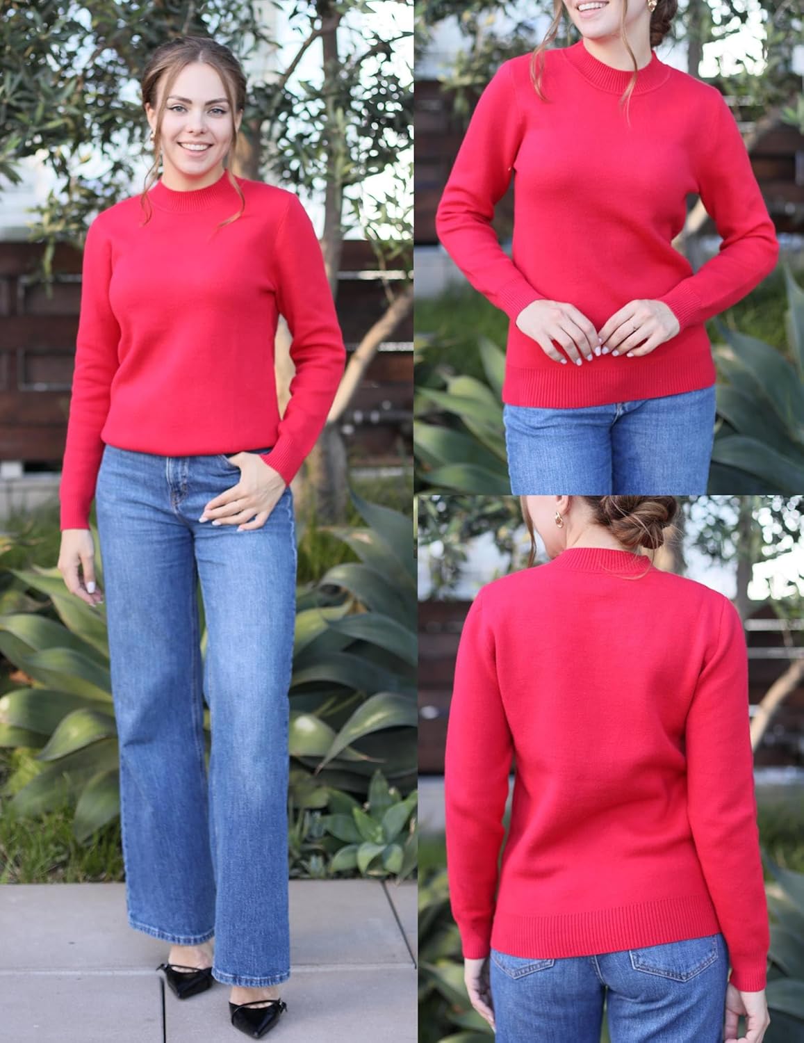 Zeagoo Women's Fleece Sherpa Lined Sweater Mock Neck Long Sleeve Thermal Shirt 2026 Fall Winter Fuzzy Knit Jumper Tops S-XXL - Image 6