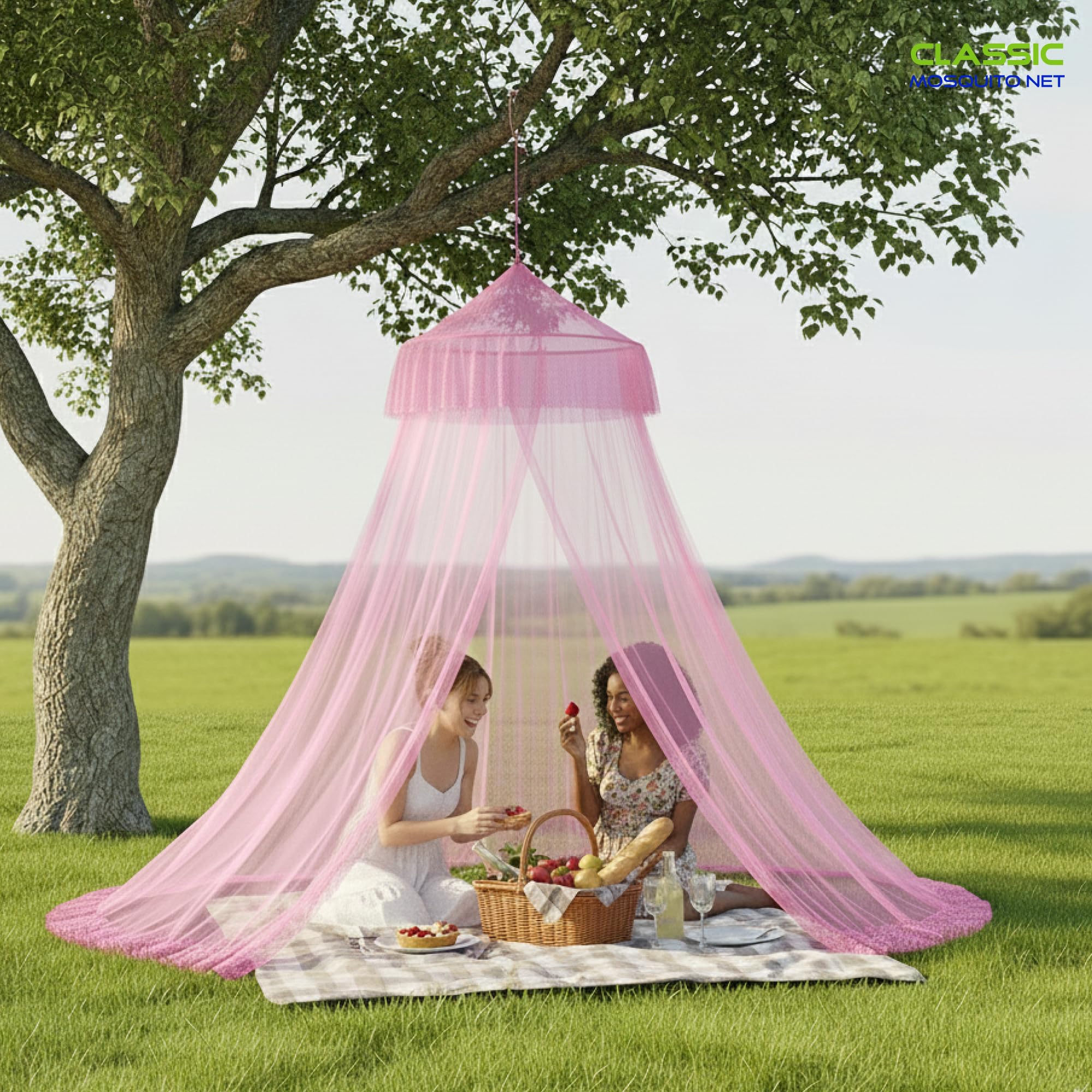 King Size Mosquito Net - Pink Machardani Net -4