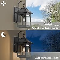 Vista 7 de 2 Pack Solar Outdoor Wall Lights for Fence Front Door Waterproof Dusk to Dawn Motion Sensor LED Sconce with 3 Modes,3000K E26 Bulb Included,Exterior