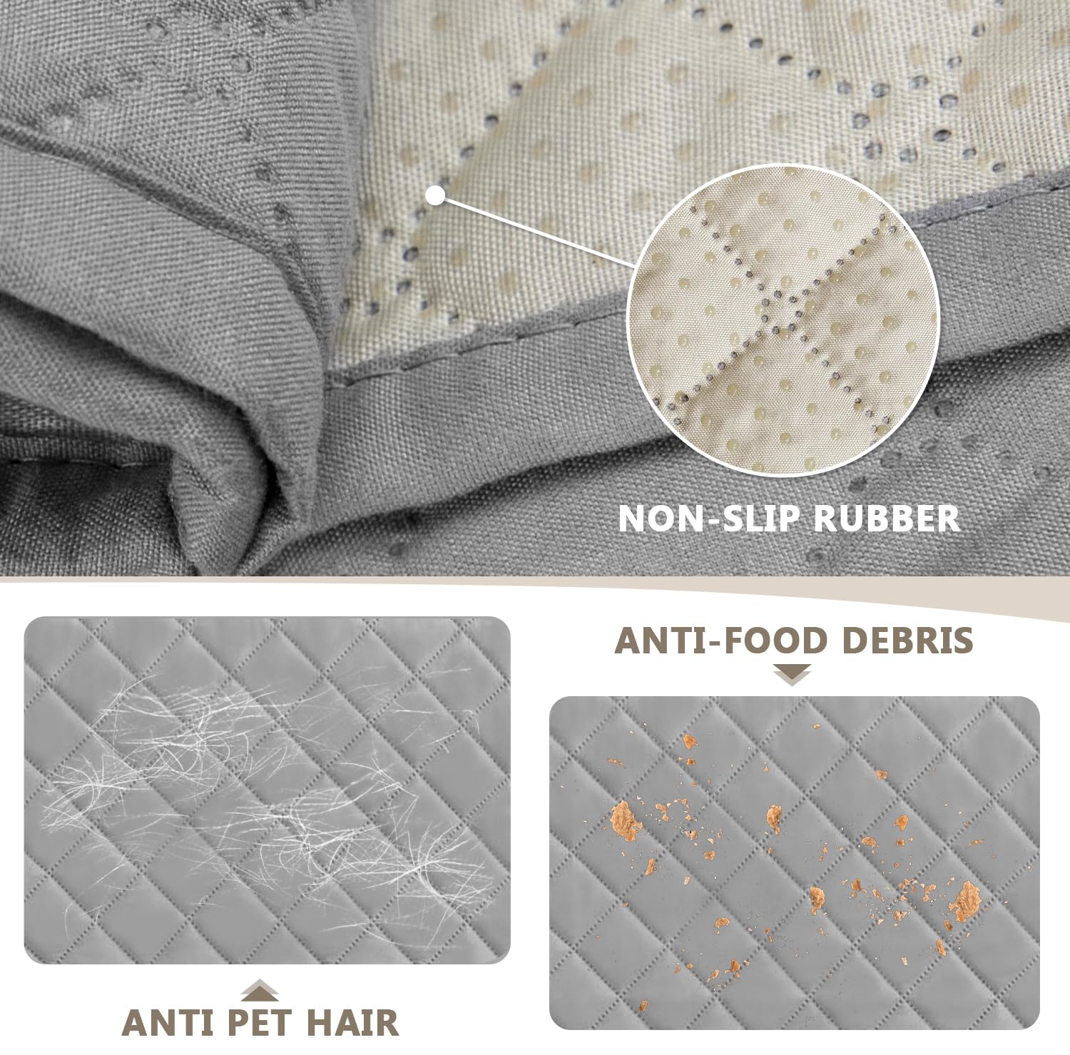 FIGOOO Copridivano Impermeabile 1 Posto Addensare Copridivano Trapuntato Reversibile con Tasche Laterali Antimacchia Antigraffio Cani Gatti Moderno Salvadivano,Grigio Pallido