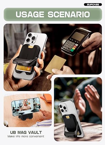 Miniatura 3 de SUPCASE Cartera MagSafe con soporte, cartera magnética para hombres y mujeres, capacidad para 6 tarjetas bloqueo RFID bloqueo magnético fuerte