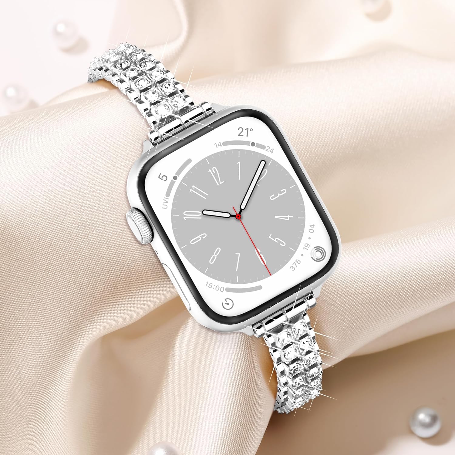 Slim Bling Band Compatible with Apple Watch Bands for Women 38mm 40mm 41mm 42mm 44mm 45mm 46mm 49mm, Diamond Metal Apple Watch Band for iWatch Series 11 10 9 8 7 SE 6 5 4 3 2 1, Ultra 3 Ultra2 Ultra - Image 6