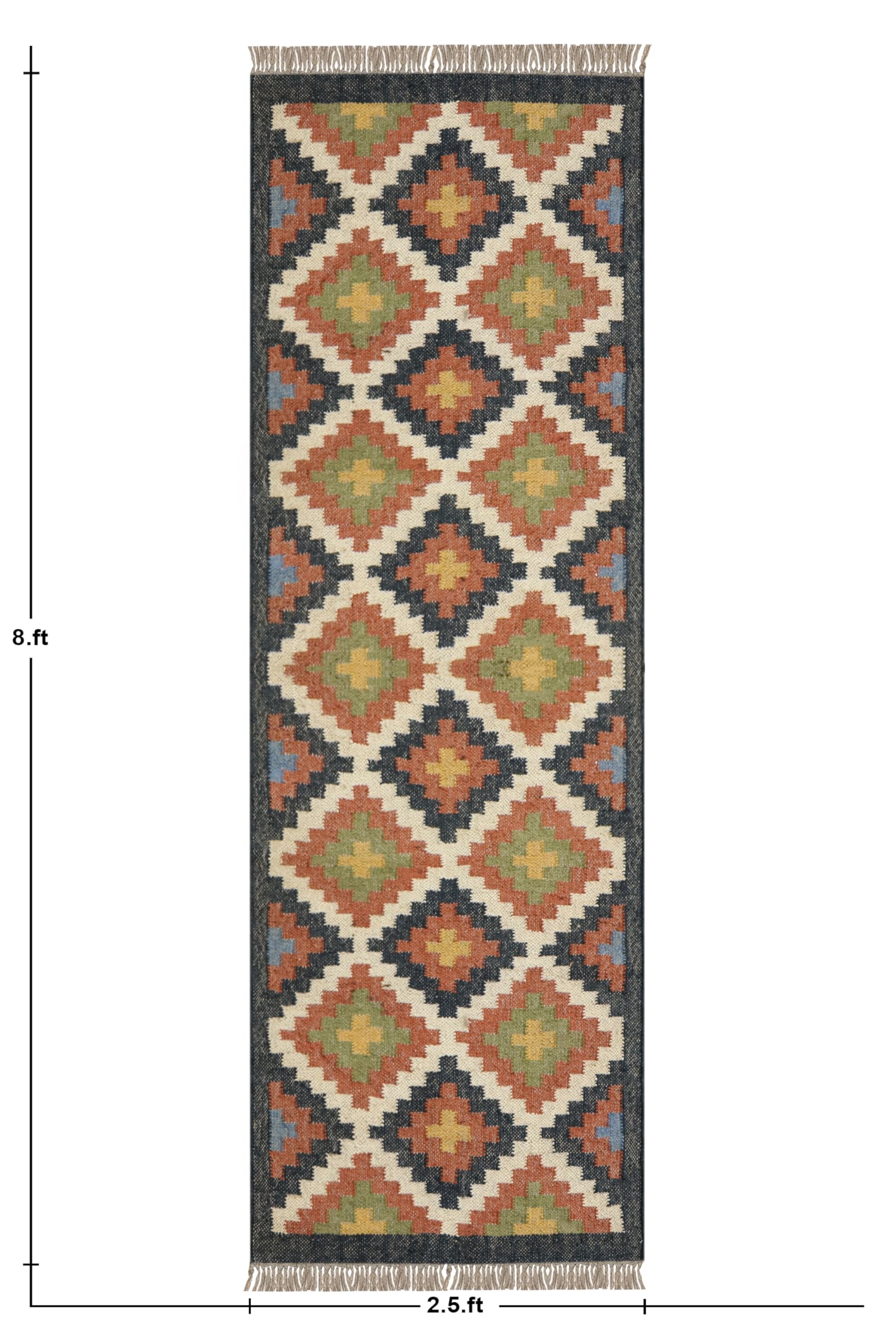 Tapis en jute tissé à la main 61 x 91 cm – Tapis bohème en laine de jute tissée à la main pour salon, bureau, maison – Tapis bohème en laine à tissage plat pour cuisine, jardin, yoga