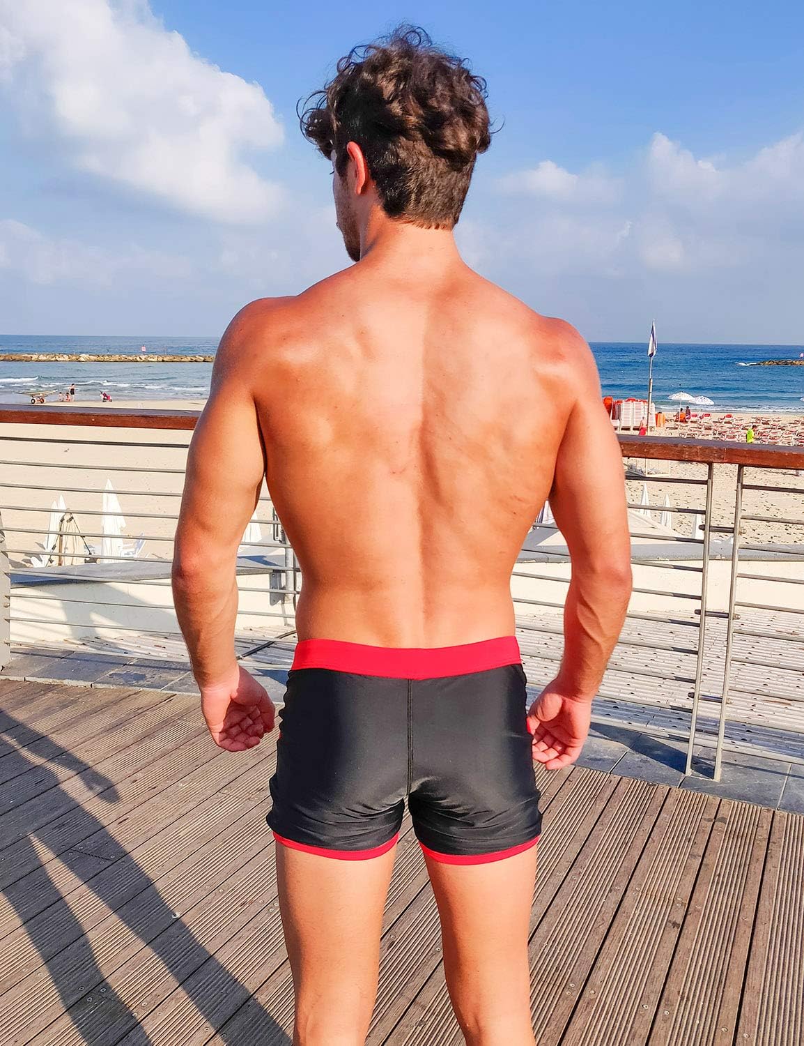 Taddlee Sexy Swimwear Men's Swimsuits Swimming Boxer Briefs Quick Drying Trunks(M) Black