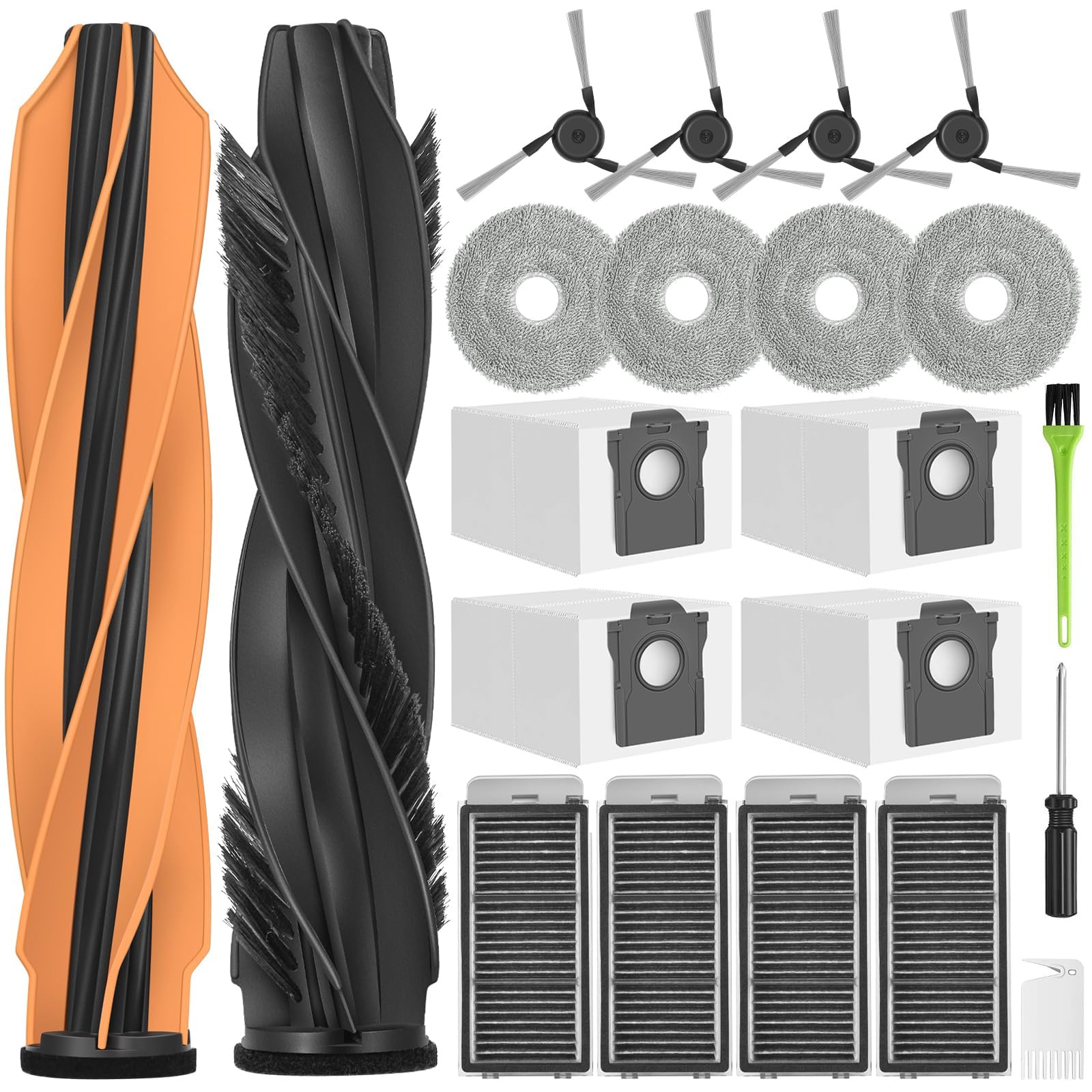 Accesorios para Dreame L40s Pro Ultra/L50s |L50 Pro Ultra/X50 Ultra | Recambio para X50 Master, 2 Cepillo Principal, 4 Cepillo Lateral, 4 Paño Para Fregona, 4 Bolsa Para El Polvo, 4 Filtro HEPA