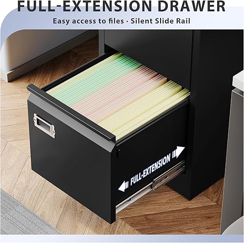 Miniatura 58 de Archivador de 3 cajones, archivadores para oficina en casa, gabinete de almacenamiento vertical de metal con cerradura, archivador de bloqueo