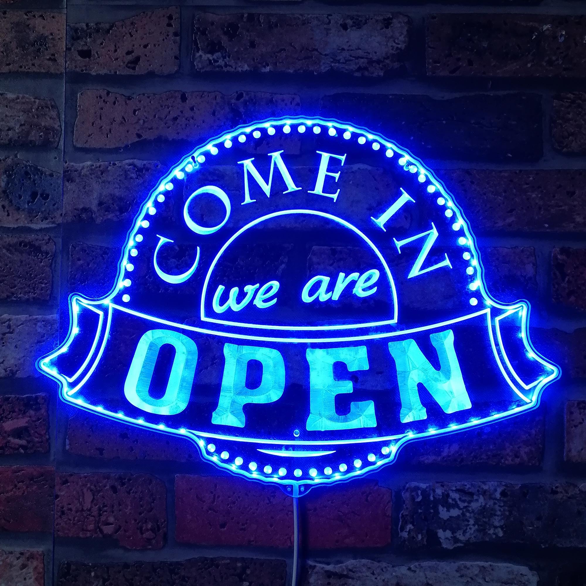 ADVPRO Come in We're Open Ribbon RGB Dynamic Glam LED Sign - Cut-to-Edge Shape - Smart 3D Wall Decoration - Multicolor Dynamic Lighting st06s66-fnd-i0222-c