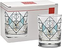 Vista 1 de Culver Frank Lloyd Wright DOF Double Old Fashioned Glass 14-Ounce (Gift Boxed Set of 2, Lake Geneva Tulip)