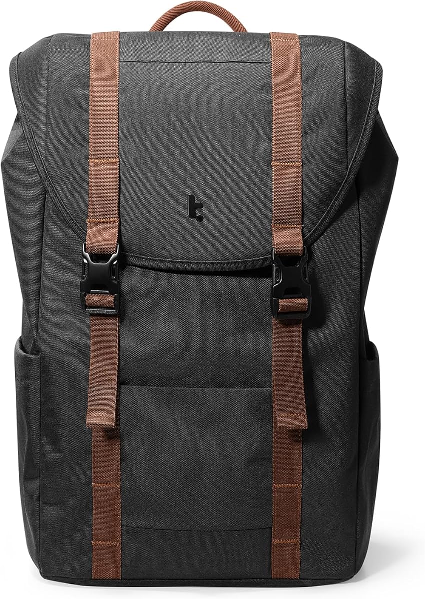 tomtoc Flap Laptop Backpack, Lightweight, Water-Resistant Casual Daypack, Durable Work-pack, Vintage Classic Rucksack for 13-15.6 Inch Laptop, perfect for Campus, Street, 22L Black : Electronics