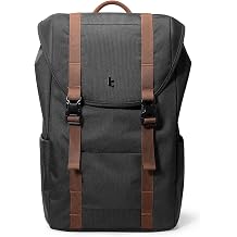 tomtoc Flap Laptop Backpack, Lightweight, Water-Resistant Casual Daypack, Black, 22L US, Rucksack Backpacks