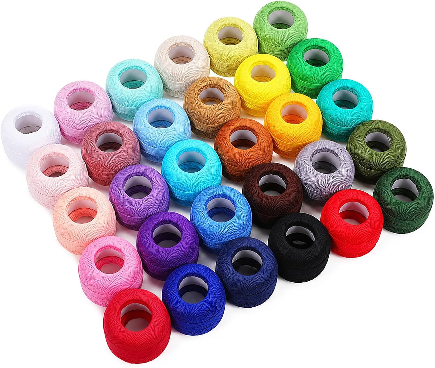 30 Balls Pearl Cotton Thread Size 8, Crochet Thread Cotton Yarn Threads Soft Long Staple Mercerized Cotton-Yarn for Crochet Stitch Needlepoint Hand Embroidery DIY Crafts(Rainbow Color)
