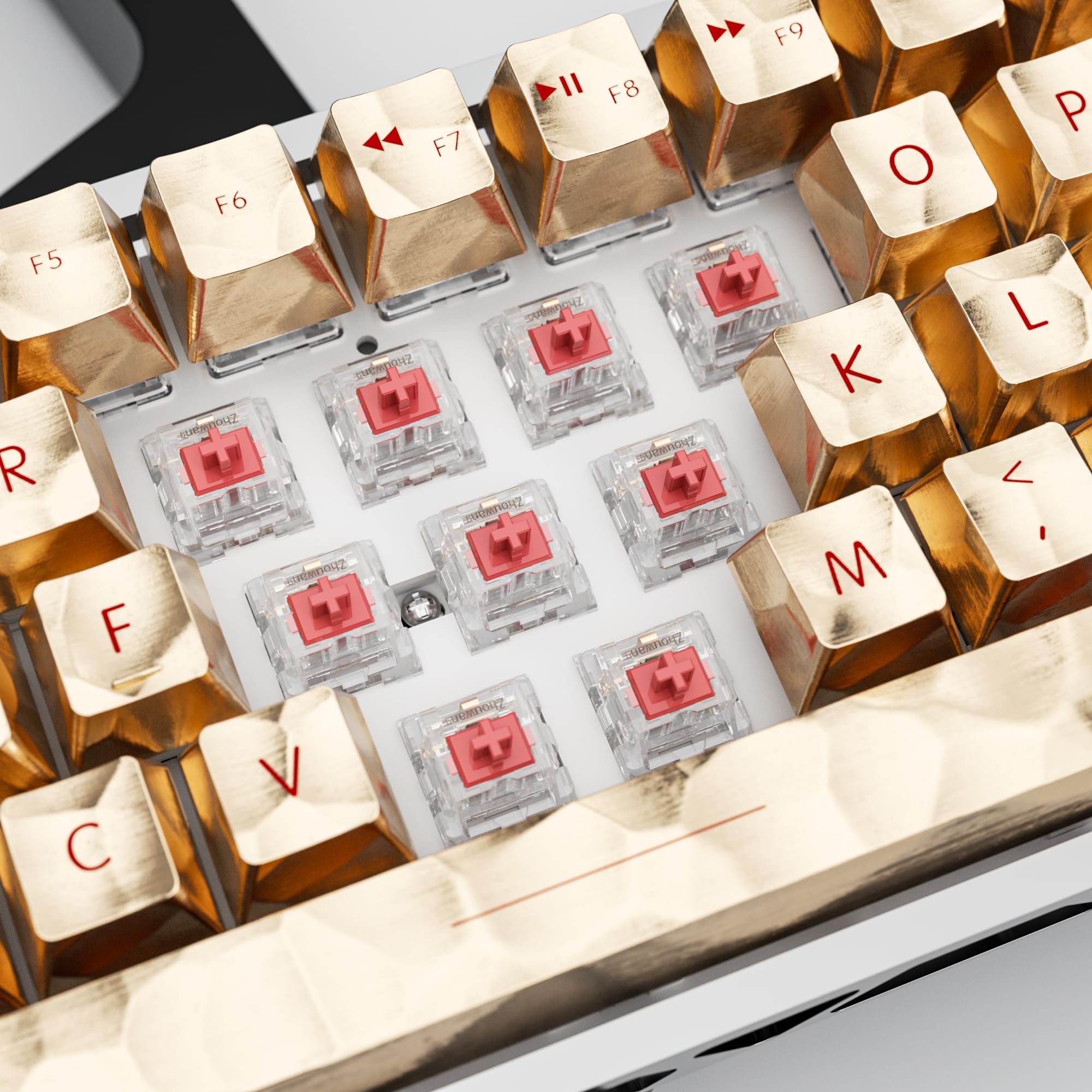 Zjmehty Commutateurs de clavier mécaniques Crystal Red - Commutateurs linéaires 3 broches 50 gf (108 pièces)