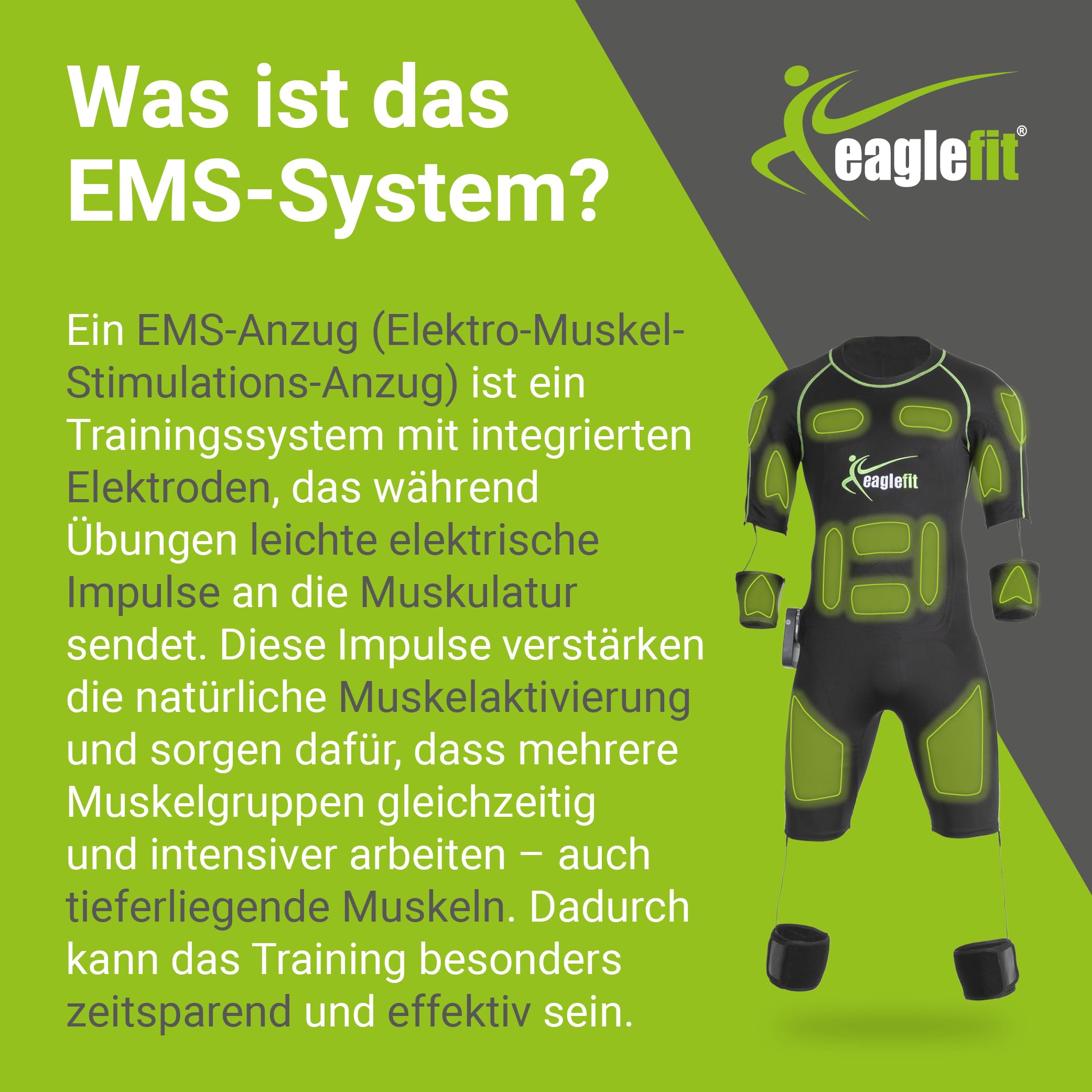 eaglefit - Connect EMS Anzug mit 28 Elektroden inkl. Box zur Steuerung - Training für Zuhause, Kleidung für Ganzkörper-Workout, Muskeltrainer, Bauchtrainer, gezielte Muskelstimulation Damen & Herren