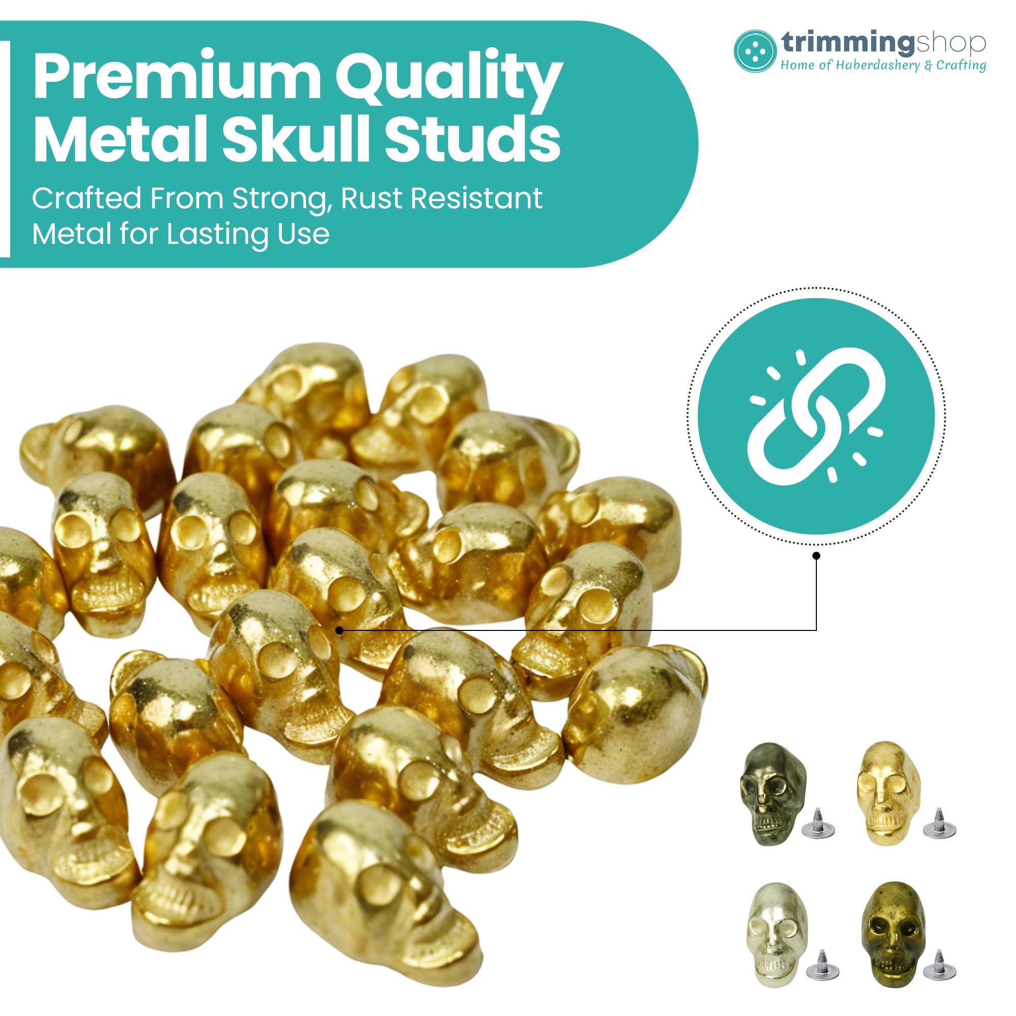 Trimming Shop Kit de pernos de cabeza de calavera de 9 mm x 15 mm con juego de troqueles para máquina verde, 400 remaches de metal para manualidades en cuero, chaquetas, mezclilla, ropa gótica, bolsos