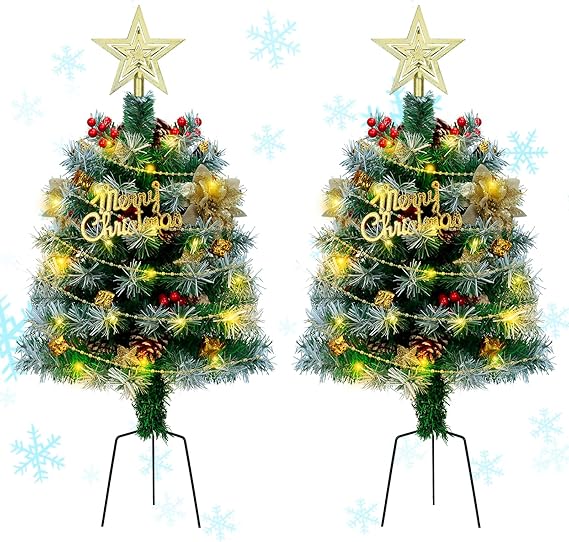 80cm Outdoor Christmas Tree Pathway Small PreLit Artificial Christmas