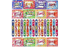 40-Pack Valentine's Day Exchange Pack for Kids: Slap Bracelets with Cards