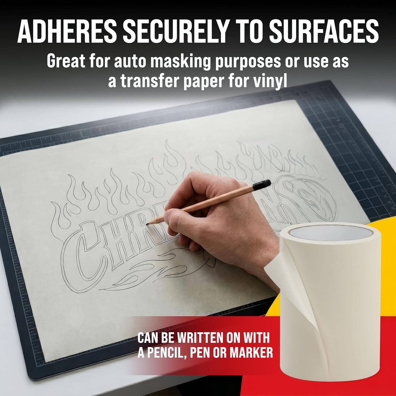 Custom Shop 6" x 30' Roll of Semi-Transparent Masking Film/Frisket for Artists, Airbrush Graphics, Automotive, Motorcycle - Tracing, Cutting Templates, Stencil Making, Lettering, Design Transfer