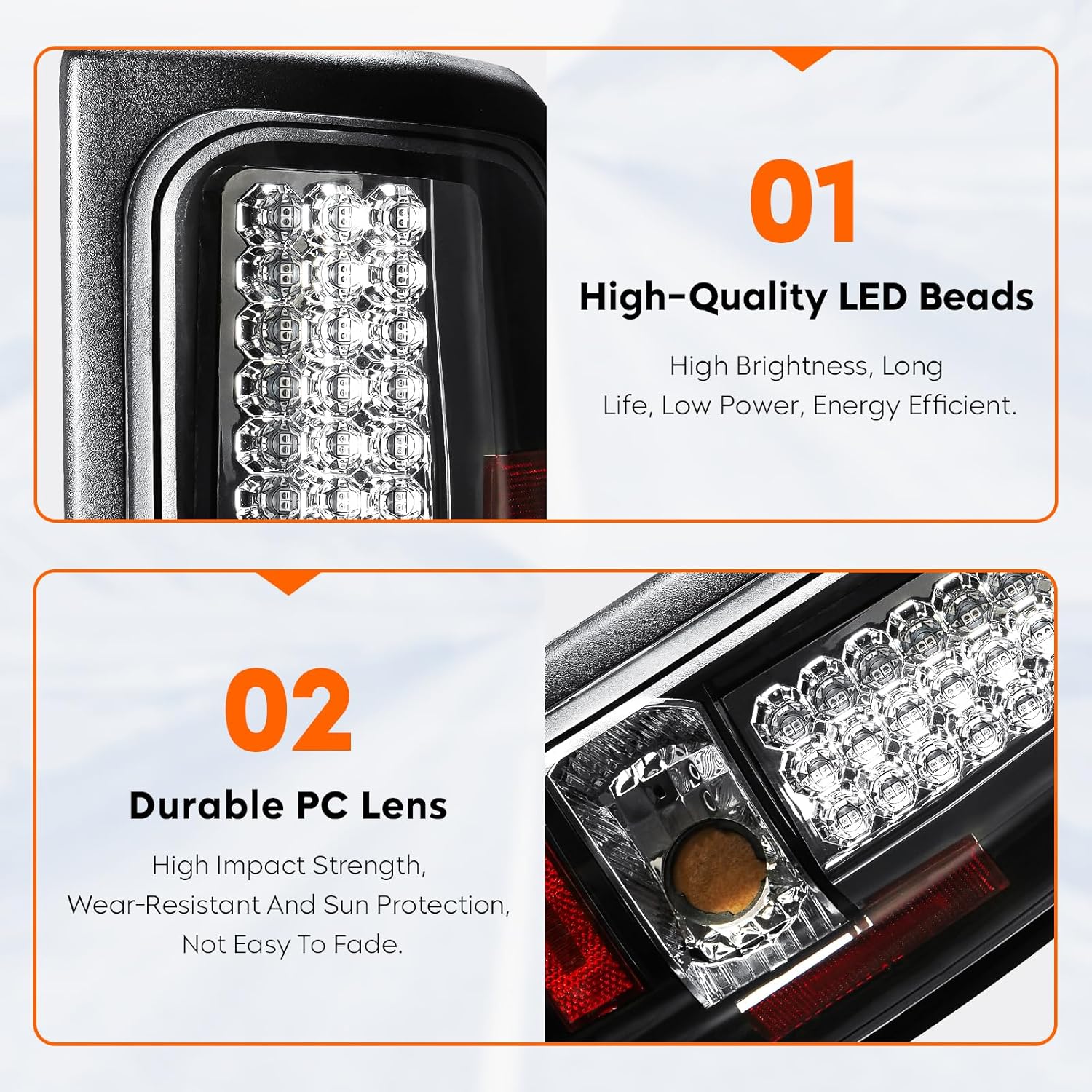 Tresound LED Tail Light for Dodge Ram 1500 1994-2001, Ram 2500 3500 1994-2002 Rear Taillight Assembly Chrome Housing Clear Lens